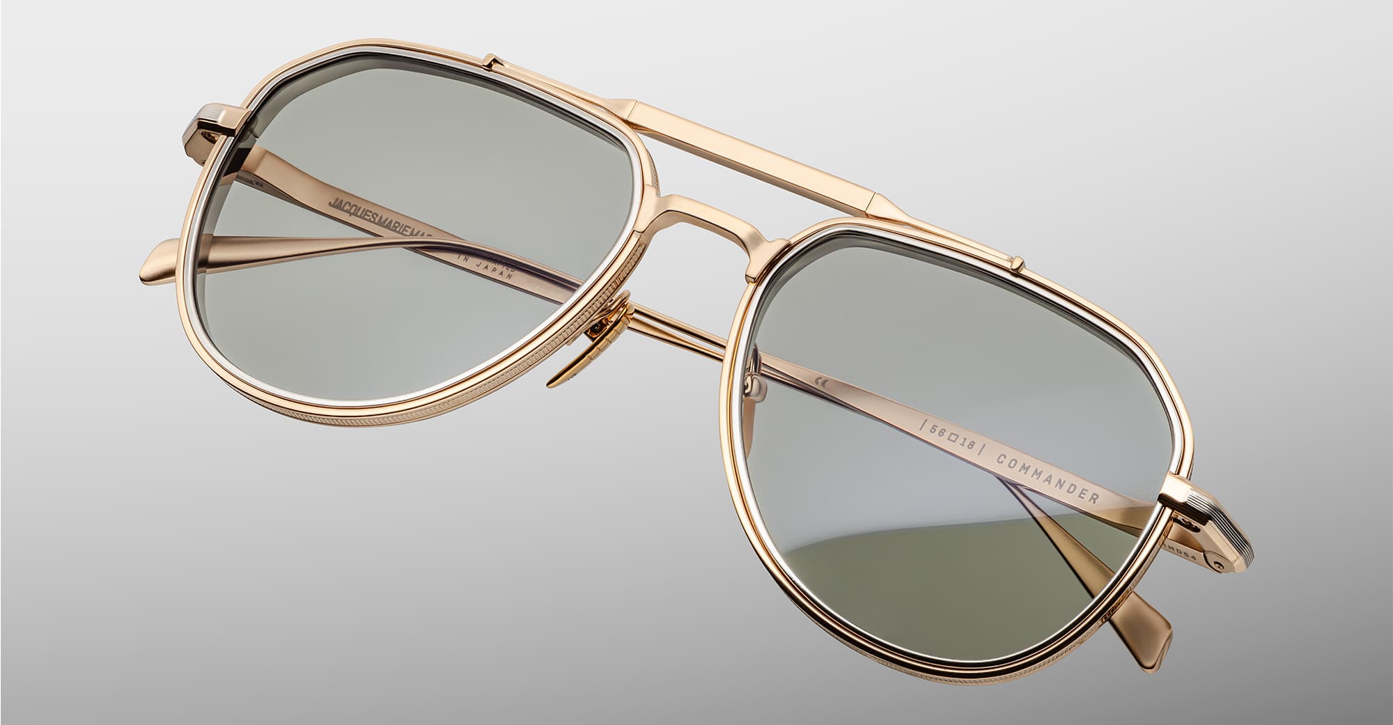 Ottica Mondello Roma - Jacques Marie Mage - JMMMD-54 - COMMANDER - ALTAN - Titanium - shape Aviator - Gold - EYEWEAR - SUNGLASSES - Unisex,Uomo,Donna,Women,Men - lens light green - Made In Japan