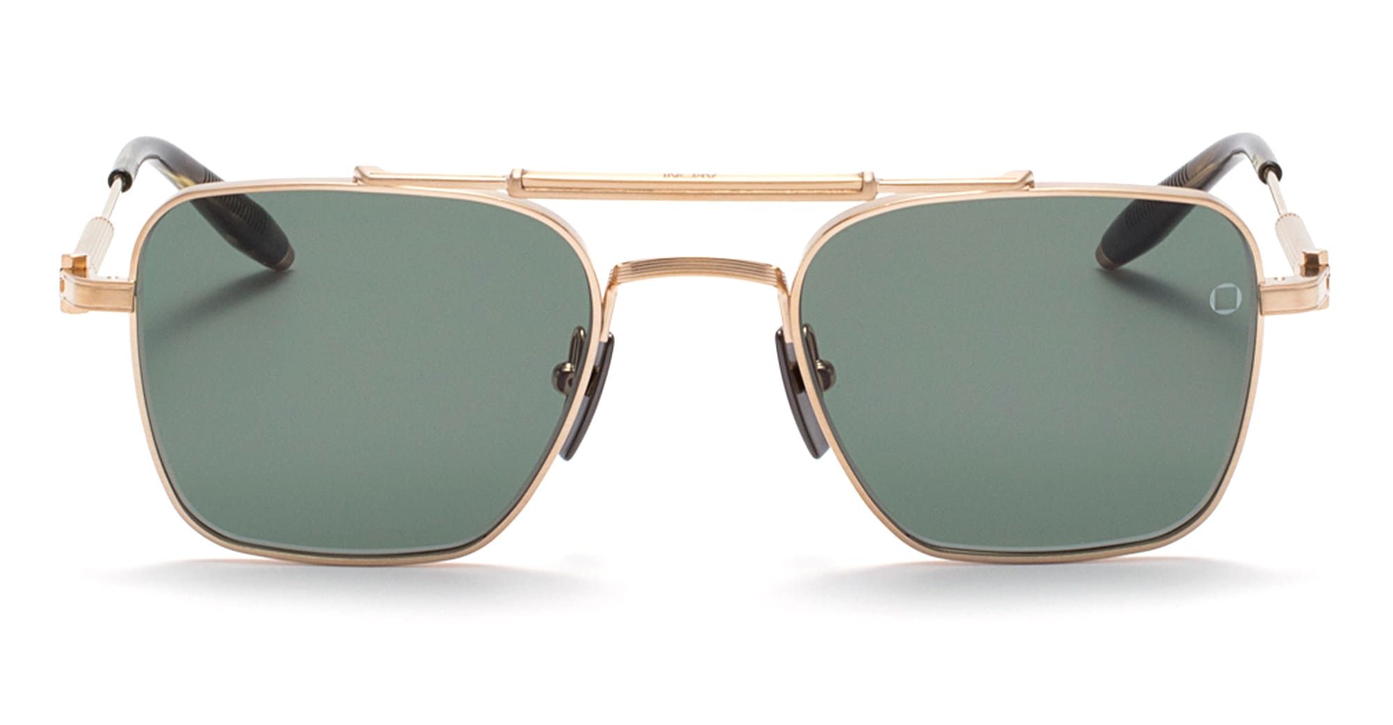  DARK TORTOISE - titanium, acetate - shape Pilot - gold, tortoise - EYEWEAR - SUNGLASSES - Unisex,Uomo,Donna,Women,Men - lens Green - Made In Japan