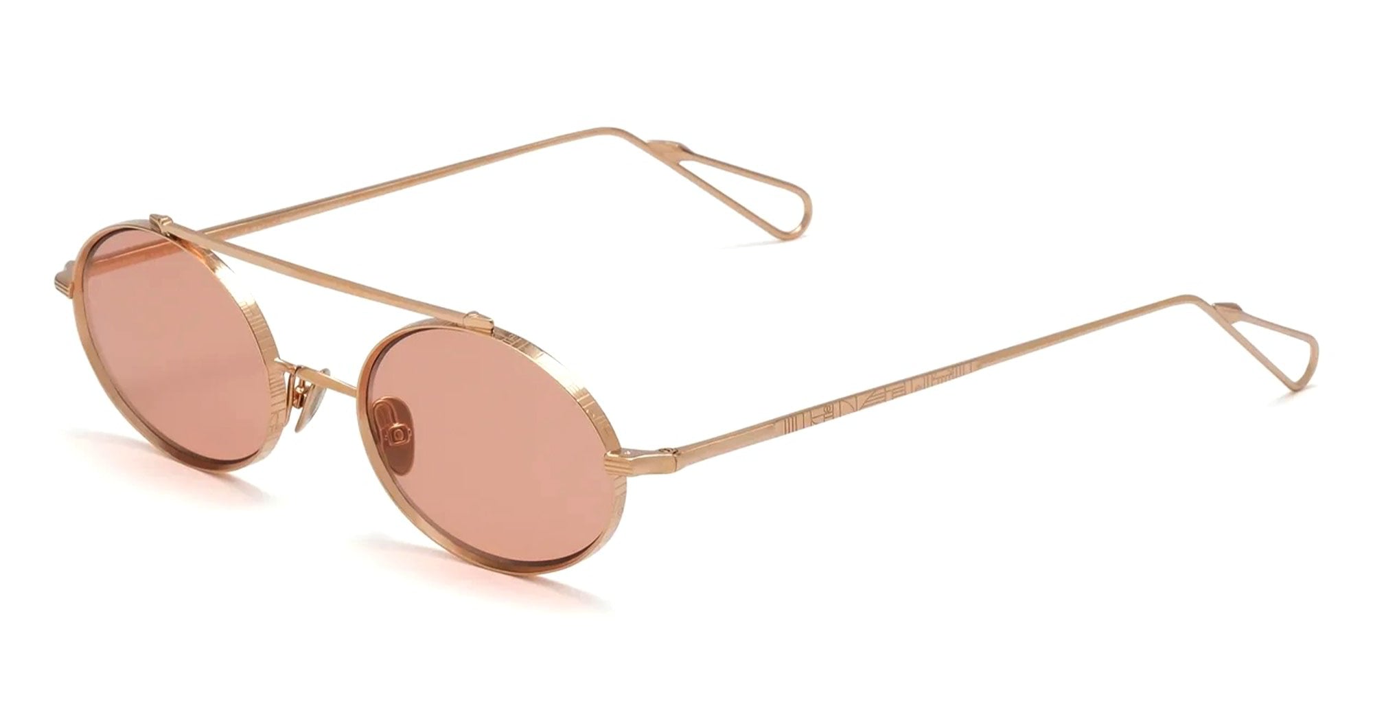  Peach Lens - Metal - shape Oval - Gold - EYEWEAR - SUNGLASSES - Unisex,Uomo,Donna,Women,Men - lens Pink - Made In France