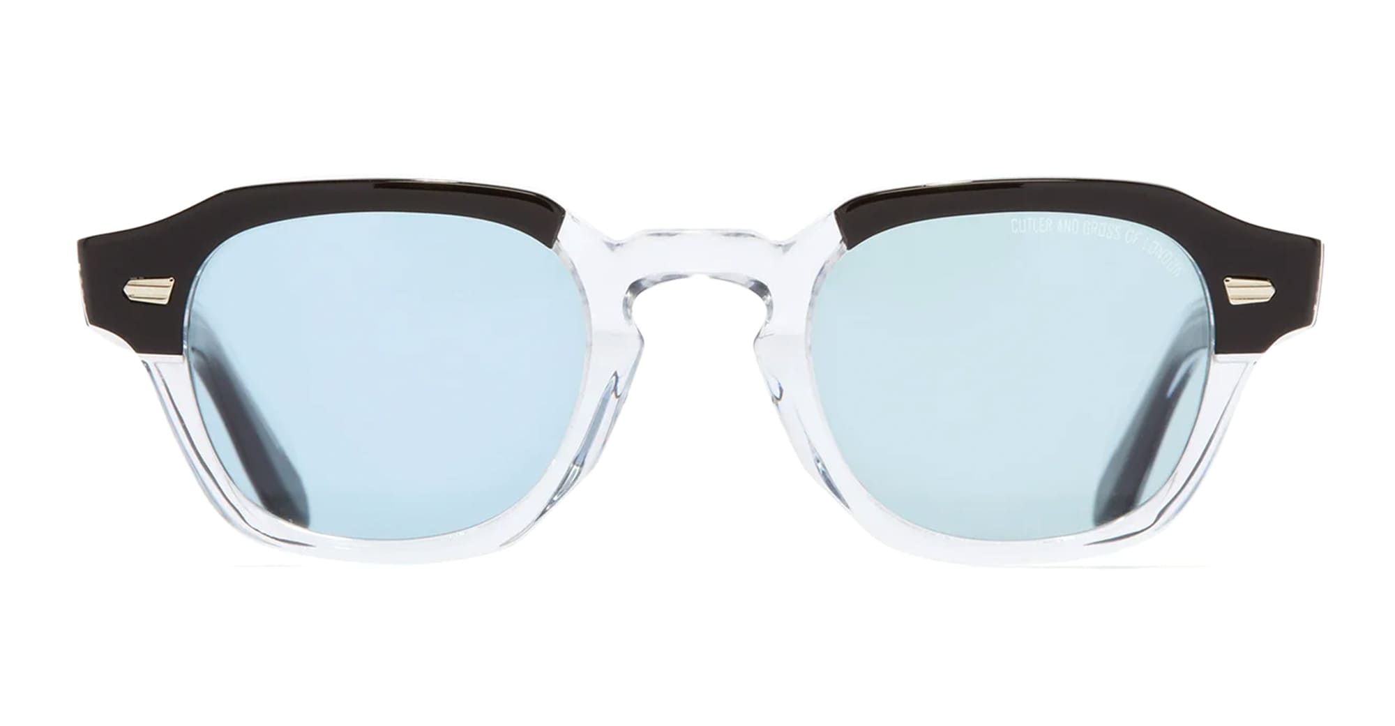 Ottica Mondello Roma - Cutler and Gross - CGSN-1420-47-01 - 1420 - BLACK ON CRYSTAL - Acetate - shape Panto - black, transparent - EYEWEAR - SUNGLASSES - Unisex,Uomo,Donna,Women,Men - lens Blue - Made In Italy