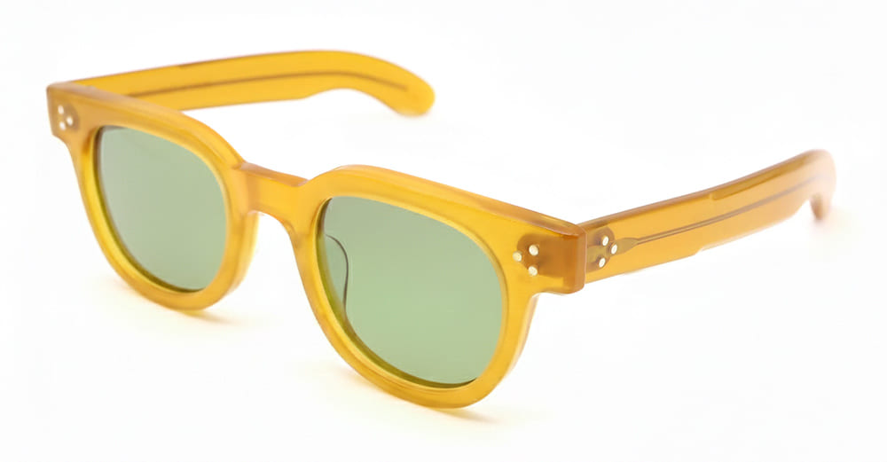 GREEN LENS - Acetate - shape Round - yellow - EYEWEAR - SUNGLASSES - Unisex,Uomo,Donna,Women,Men - lens Green - Made In Japan