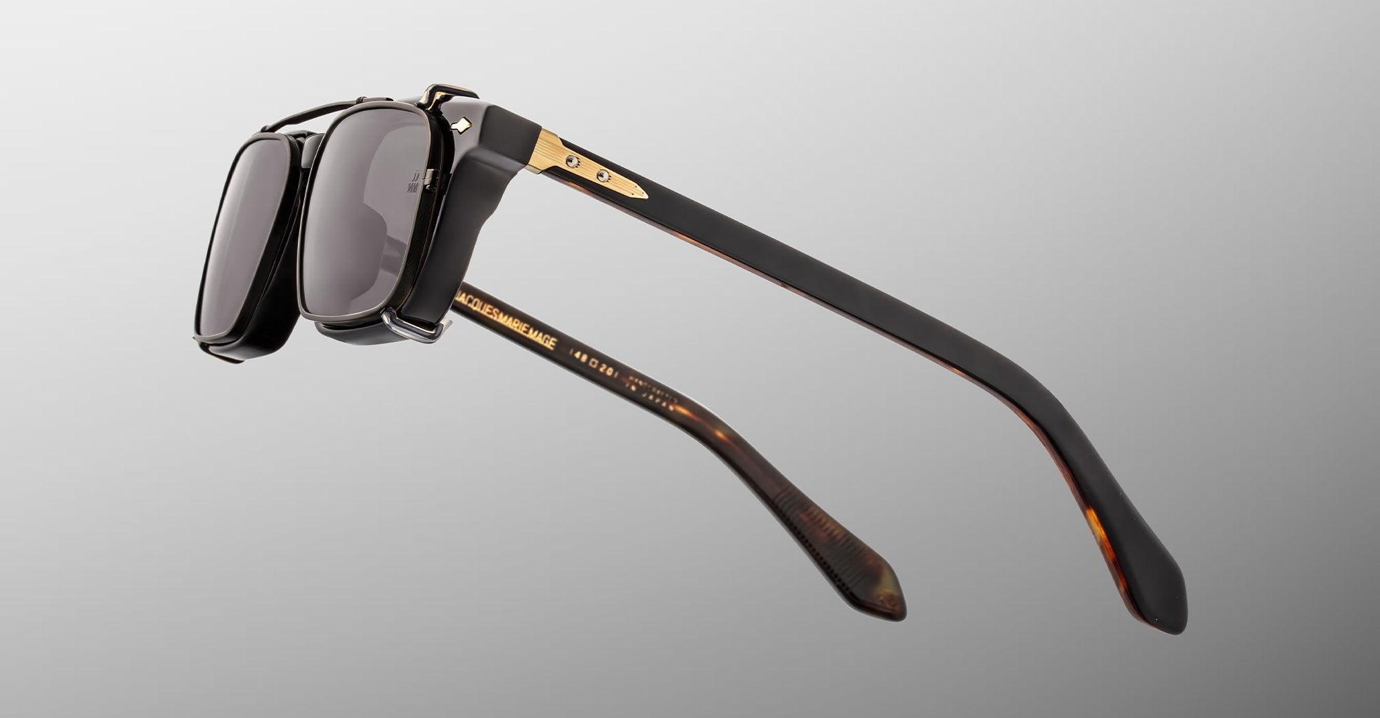 Ottica Mondello Roma - Jacques Marie Mage - JMMMSCP-88 - MOSCOVA CLIP ON - BLACK - Titanium - shape Rectangular - Black - EYEWEAR - SUNGLASSES - Unisex,Uomo,Donna,Women,Men - lens Black - Made In Japan