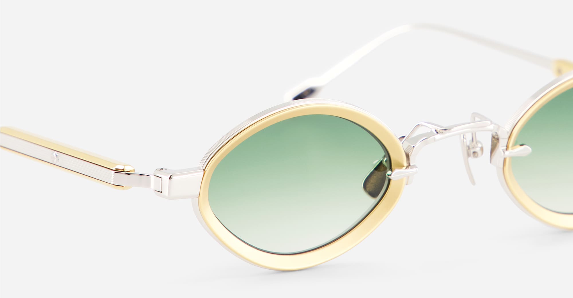 Ottica Mondello Roma - Sato - Talita-P-YG-1 - TALITA - PLATINUM / YELLOW GOLD - Acetate, titanium - shape Oval - silver, gold - EYEWEAR - SUNGLASSES - Unisex,Uomo,Donna,Women,Men - lens Gradient green - Made In Japan