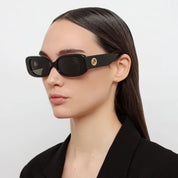 Ottica Mondello Roma - LINDA FARROW - LFL1117C1SUN - LOLA - BLACK / YELLOW GOLD - Acetate - shape Rectangular - Black - EYEWEAR - SUNGLASSES - Donna,Women - lens Grey - Made In Italy