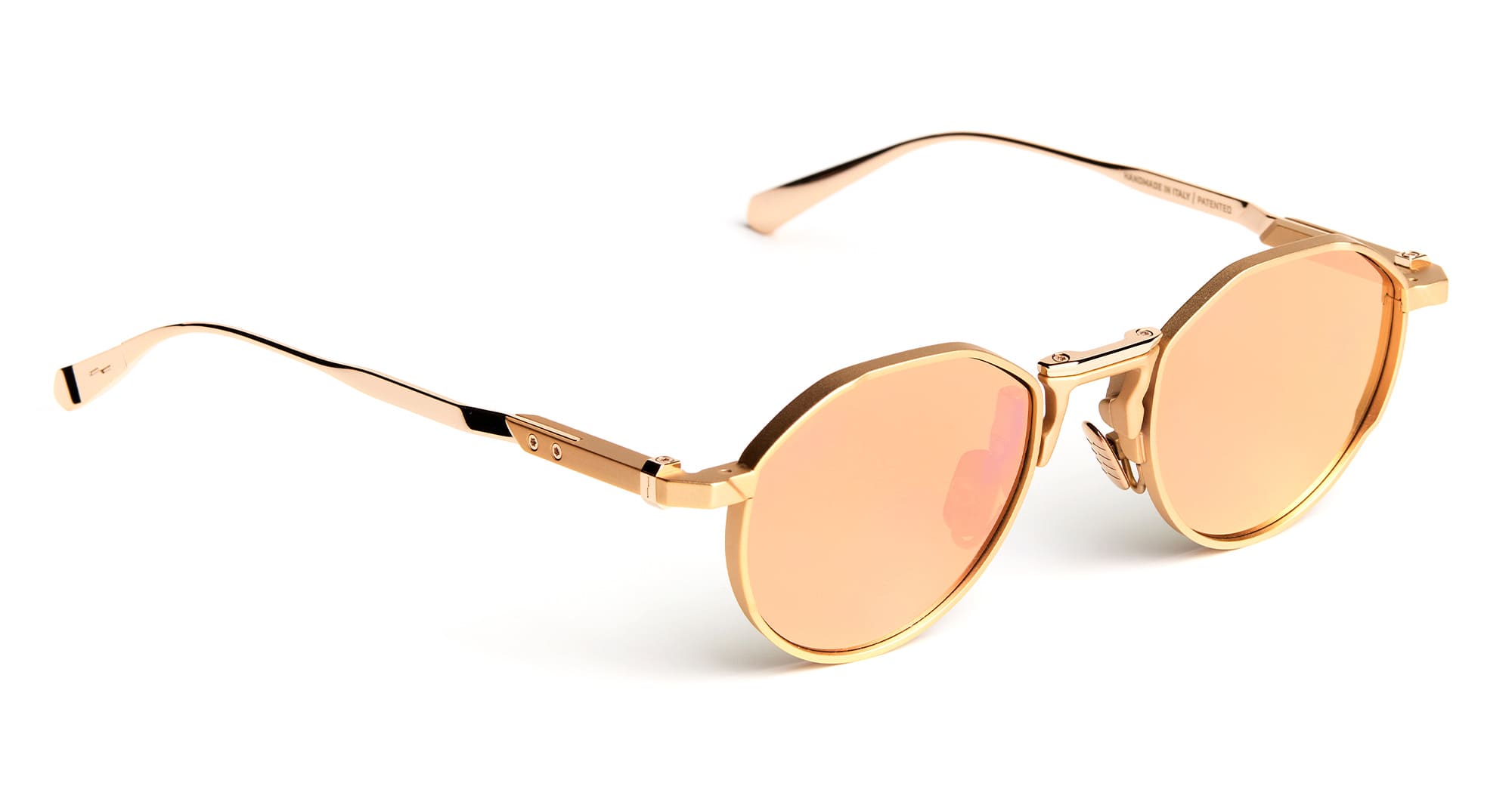  Rose Gold Lens - Titanium - shape Round - rose gold - EYEWEAR - SUNGLASSES - Uomo,Men - lens Gold - Made In Italy