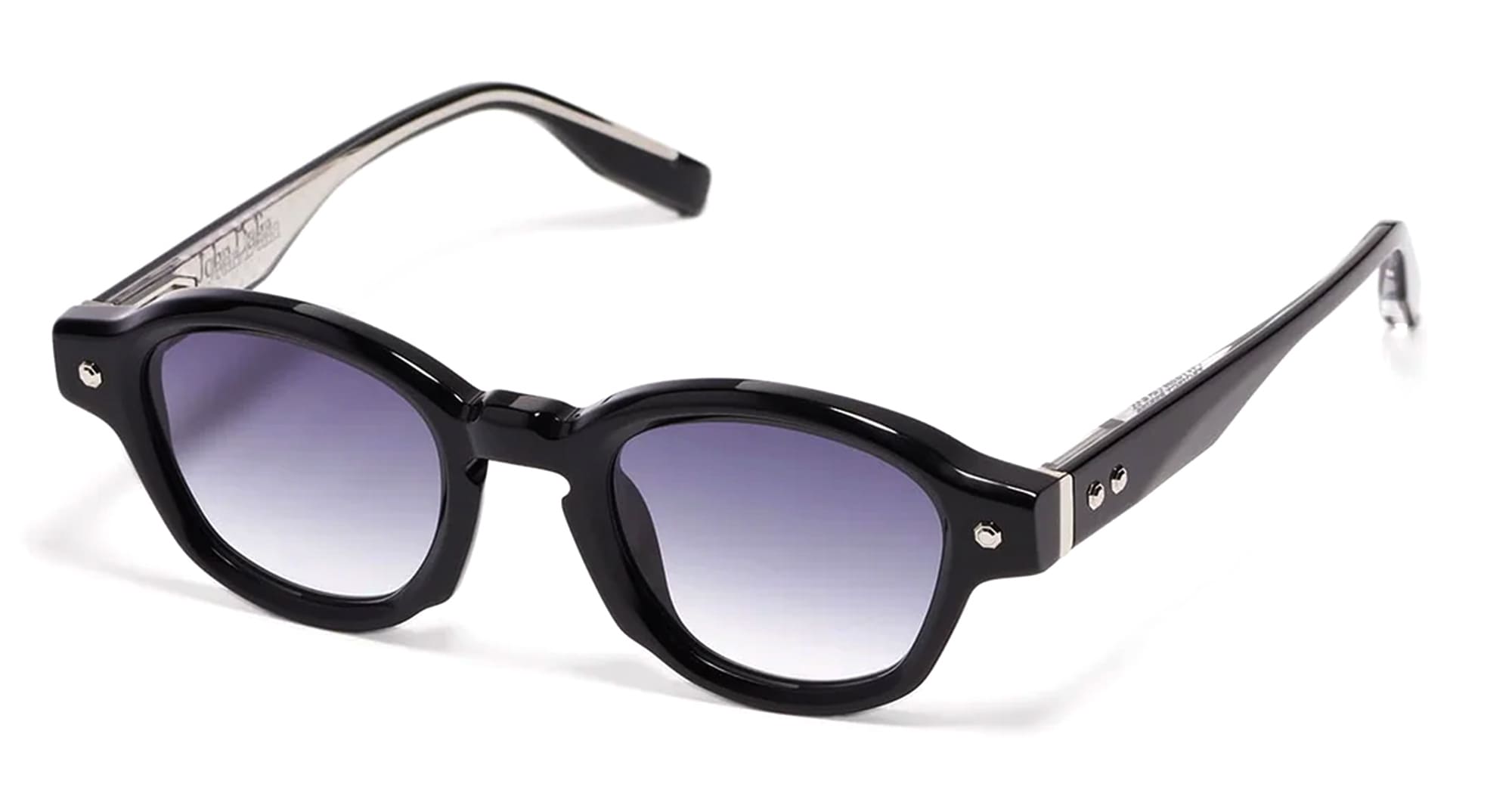 Ottica Mondello Roma - John Dalia - P10-C109 - PROJECT 10 - C109 SHINY BLACK / RUTHENIUM - Acetate - shape Panto - Black, Grey - EYEWEAR - SUNGLASSES - Unisex,Uomo,Donna,Women,Men - lens Gradient blue - Made In France