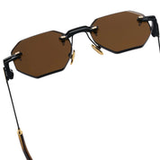 Ottica Mondello Roma - T HENRI - TMC - TROFEO - TRAVERSE - Titanium - shape Octagonal - Black, gold - EYEWEAR - SUNGLASSES - Unisex,Uomo,Donna,Women,Men - lens Brown - Made In Japan