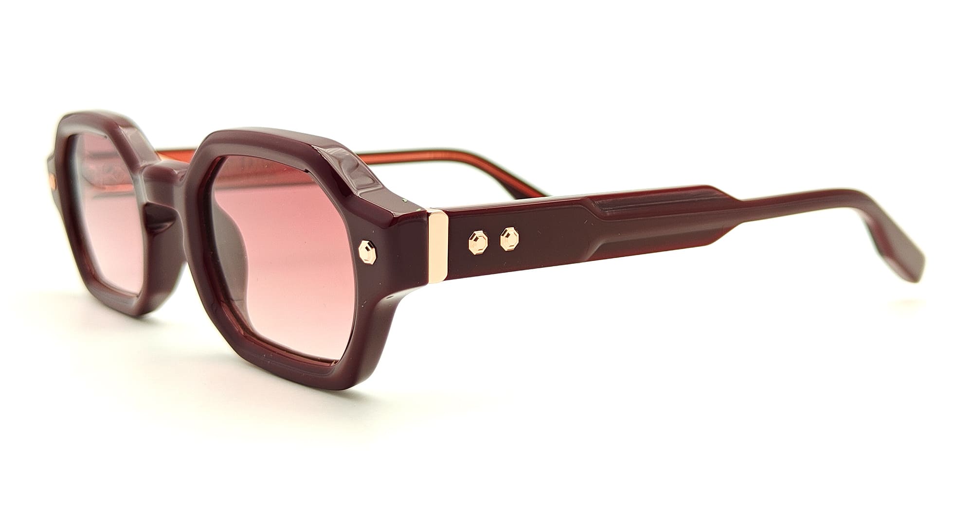 Ottica Mondello Roma - John Dalia - P05-C182 - PROJECT 05 - C182 - Deep Burgundy / Rose Gold - Acetate - shape Rectangular - burgundy - EYEWEAR - SUNGLASSES - Unisex,Uomo,Donna,Women,Men - lens red - Made In France