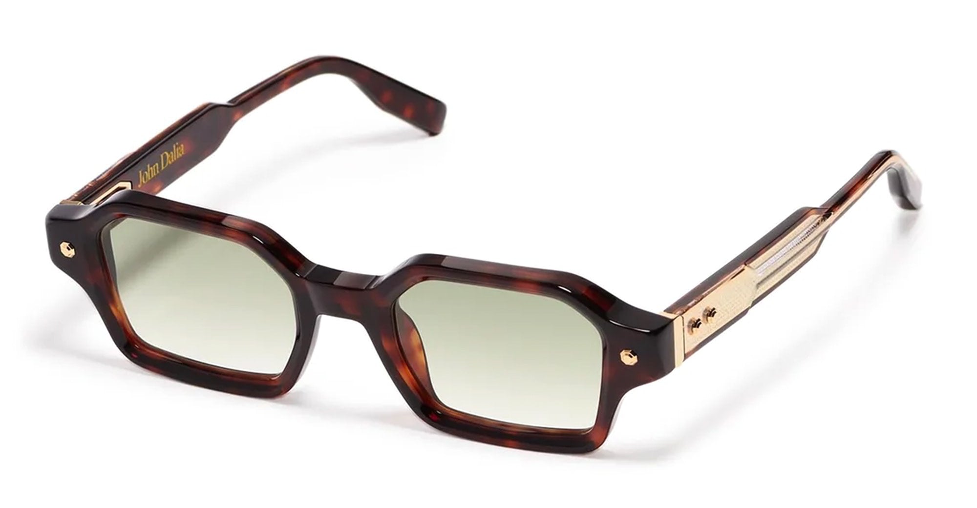 GOLD - Acetate - shape Squared - tortoise, gold - EYEWEAR - SUNGLASSES - Unisex,Uomo,Donna,Women,Men - lens Gradient green - Made In France