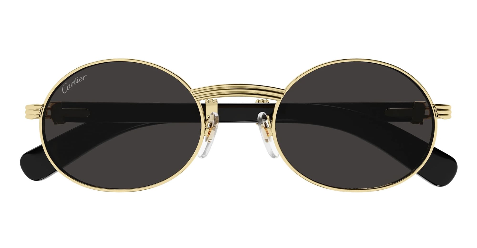 Ottica Mondello Roma - Cartier - CT0464S-001 - PREMIÈRE DE CARTIER CT0464S-001 - GOLD / BLACK - Metal - shape Round - gold, black - EYEWEAR - SUNGLASSES - Unisex,Uomo,Donna,Women,Men - lens Grey - Made In France